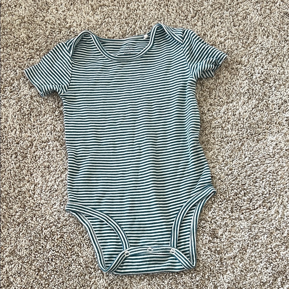 Oliver & Rain 24M Organic Cotton Bodysuit - Striped Blue / White